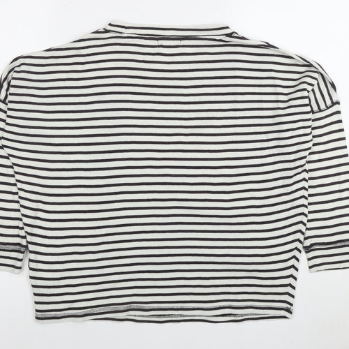 Superdry Women's Black White Stripe Jersey Top Size 4