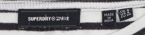 Superdry Women's Black White Stripe Jersey Top Size 4