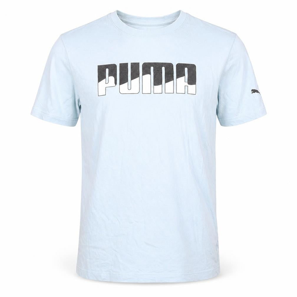 Front view of Puma Men's Blue Short Sleeve T-Shirt Medium