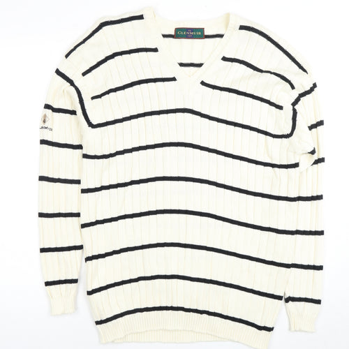 Glenmuir Men's Ivory Striped XL Pullover Jumper