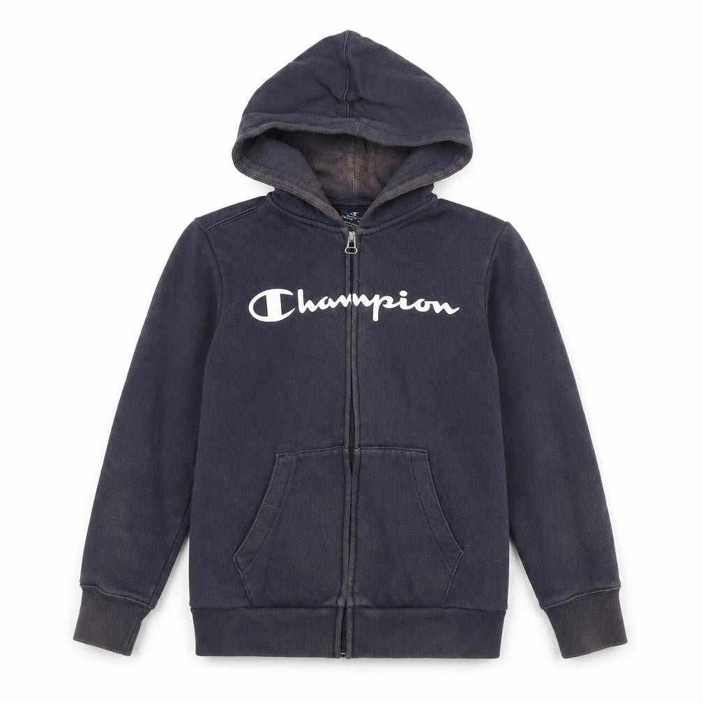 Front view of Champion boys’ full zip hoodie, blue, size 9-10