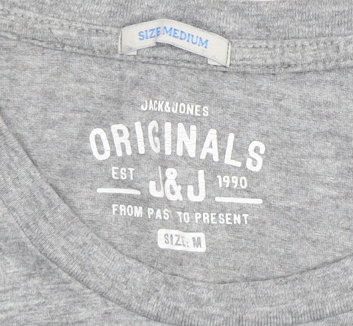 Jack & Jones Men's Grey Graphic Print T-Shirt, Size M