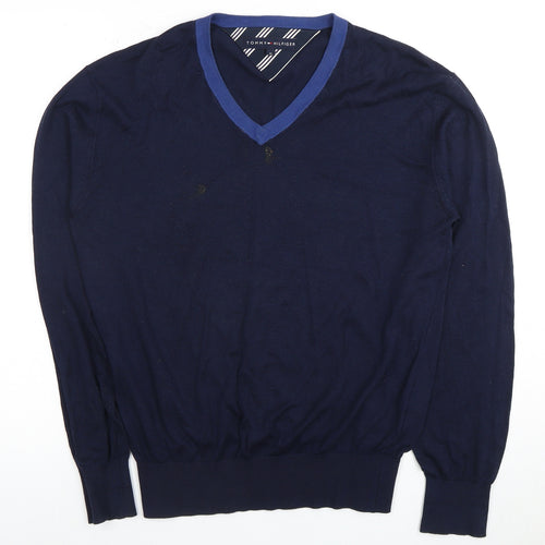 Tommy Hilfiger Men's Blue V-Neck Pullover Jumper M