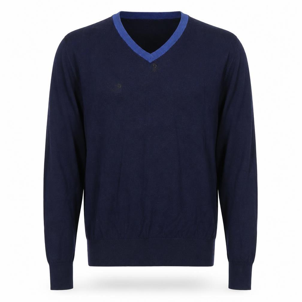 Front view of Tommy Hilfiger Men's Blue V-Neck jumper M