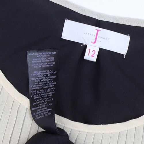 Jasper Conran Women's Black Beige Scoop Neck Tank Top Size 12