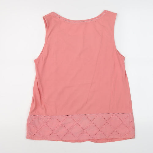 White Stuff Women's Pink Tank Top, UK 12, Crochet Accent