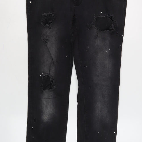 Voi Men's Black Skinny Distressed Jeans