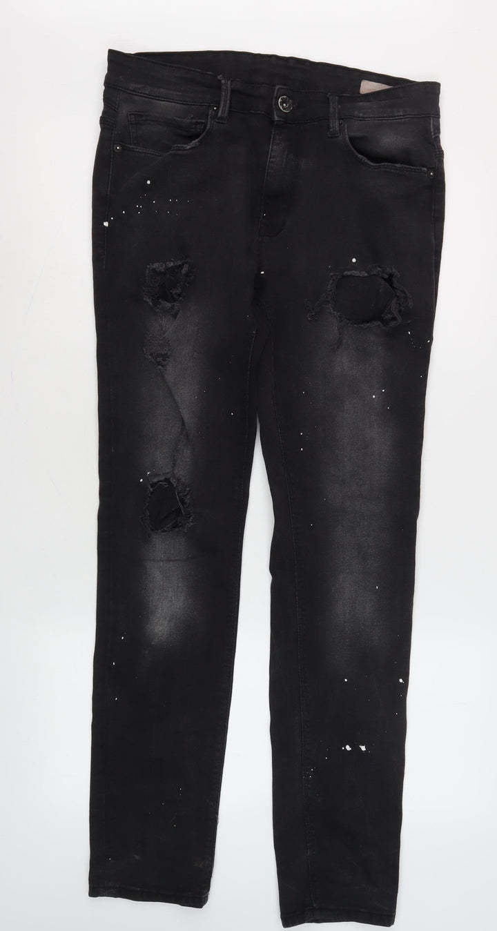 Voi Men's Black Skinny Distressed Jeans