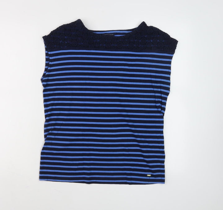 Tommy Hilfiger Women's Blue XS Sleeveless Lace Tee