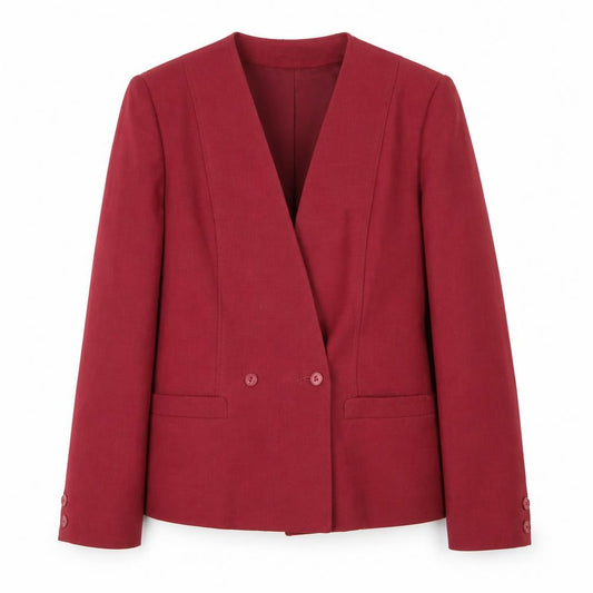 Front view of Eastex Women's Red Blazer, size 12, Button Detail
