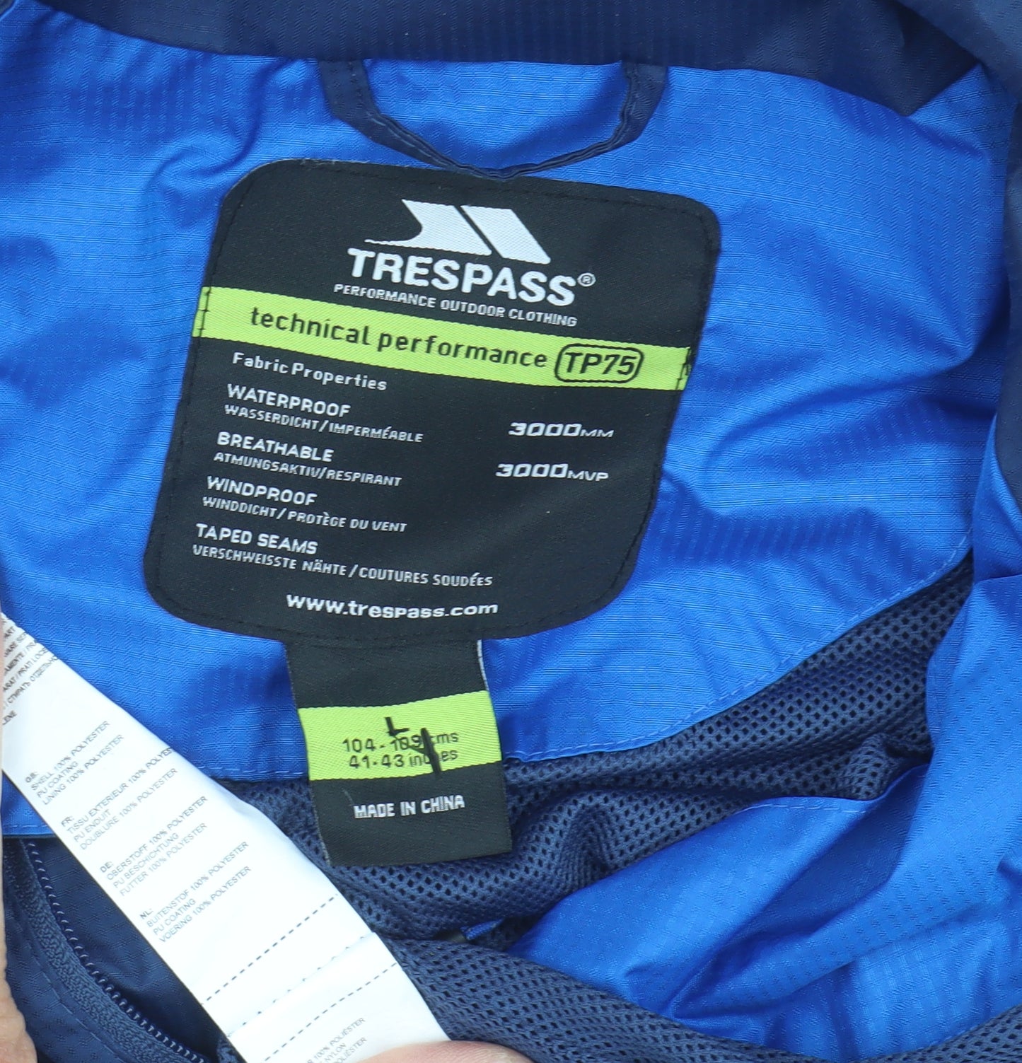 Trespass Men's Blue Waterproof Jacket L
