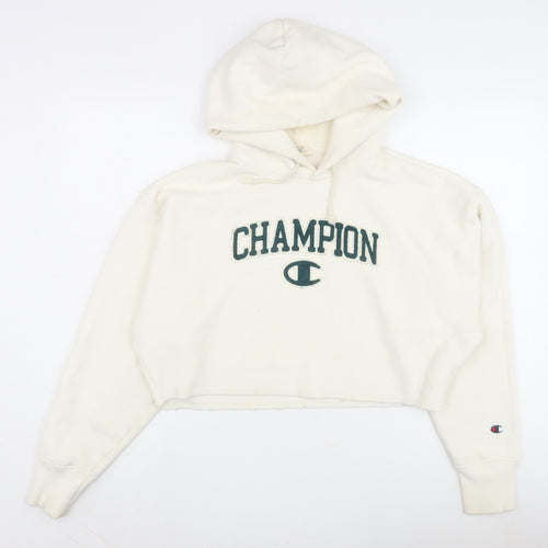 Champion Women's Ivory Hoodie Small, Logo Accent