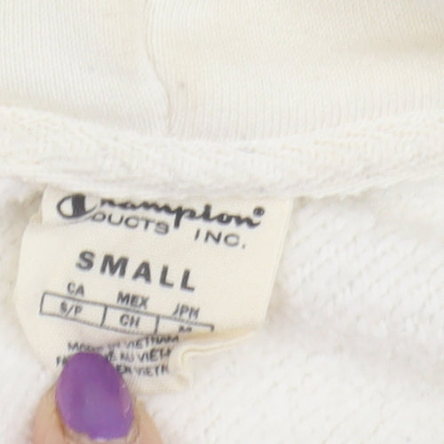 Champion Women's Ivory Hoodie Small, Logo Accent