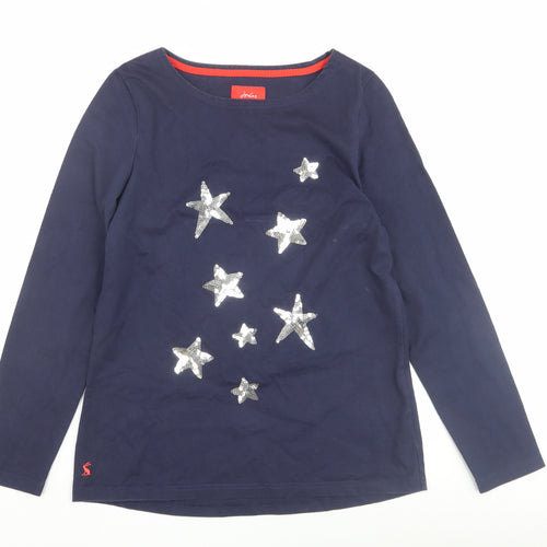 Joules Women's Blue Sequin Star Long Sleeve Top UK 12