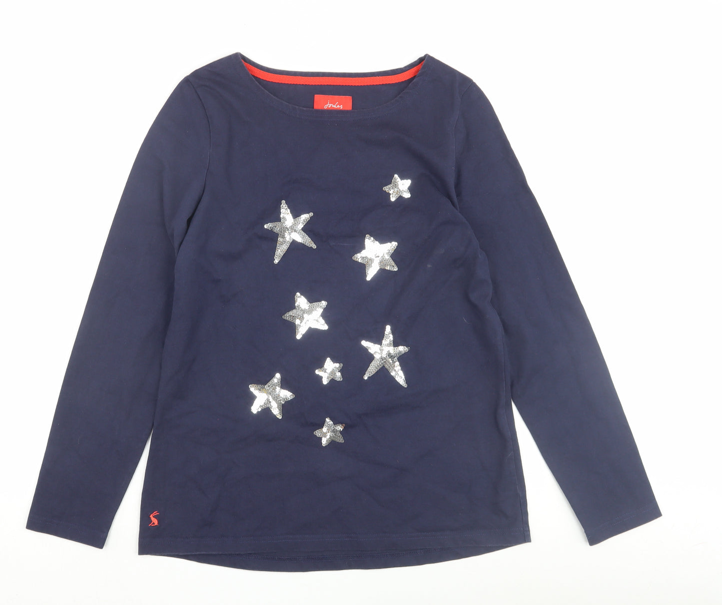 Joules Women's Blue Sequin Star Long Sleeve Top UK 12