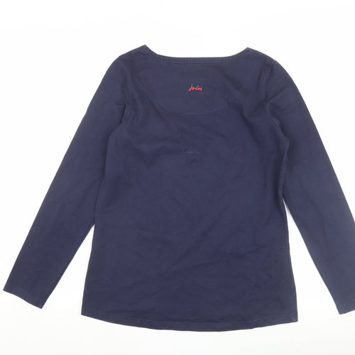 Joules Women's Blue Sequin Star Long Sleeve Top UK 12