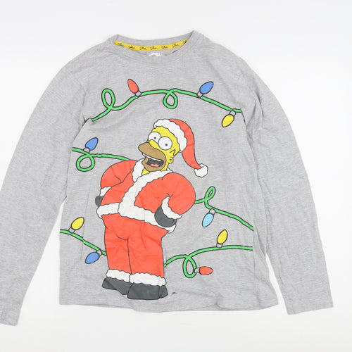 The Simpsons Unisex Grey T-Shirt Homer Christmas Size S