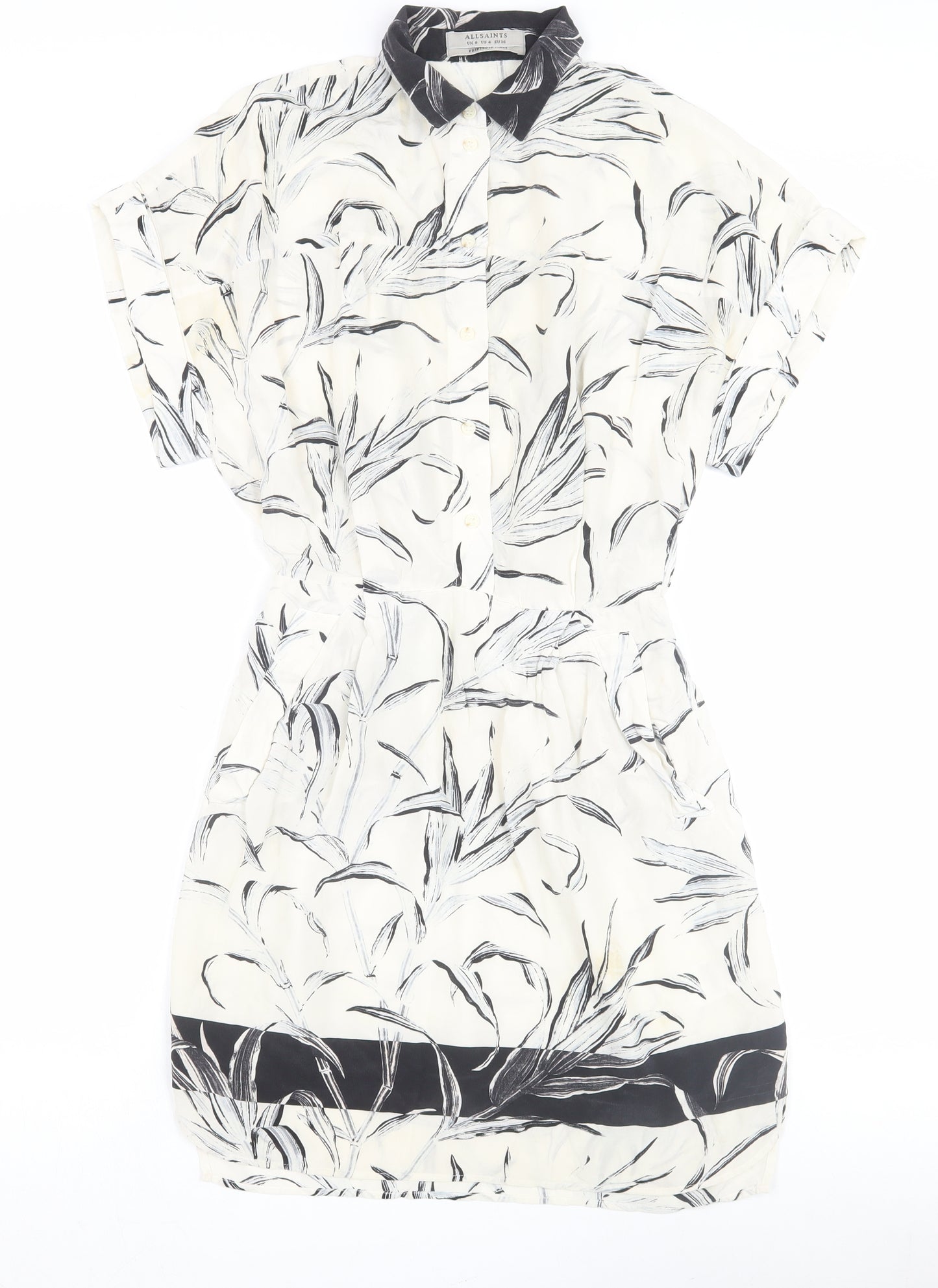 AllSaints Women's Black and White Shirt Dress Size 8