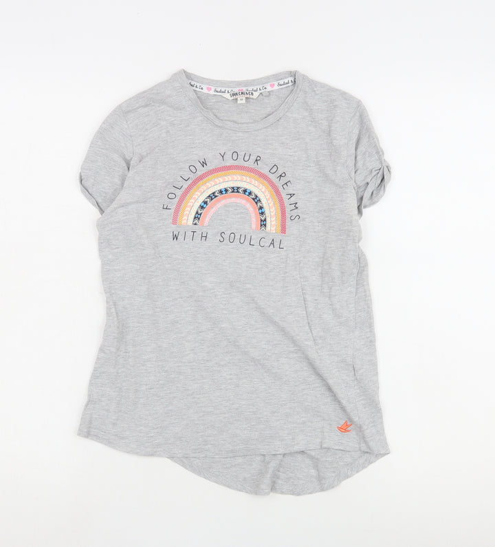 Soulcal & Co Girls Grey Graphic Print T-Shirt 13 Years