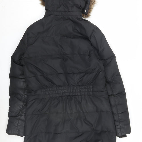 Regatta Women's Black Puffer Jacket Size 12 Fur Hood