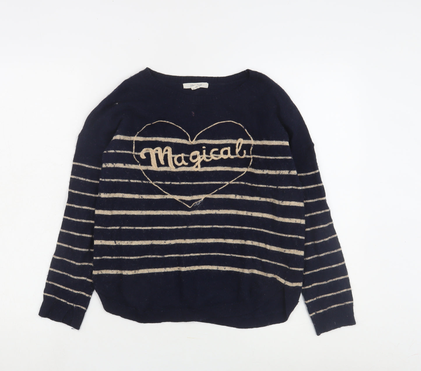 Wild Child Women's Blue Striped Pullover Jumper