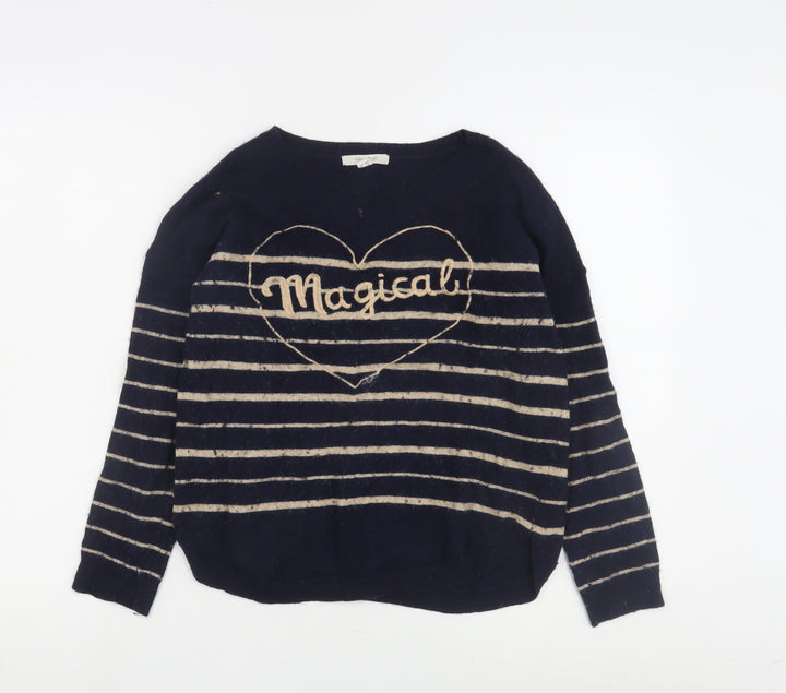 Wild Child Women's Blue Striped Pullover Jumper