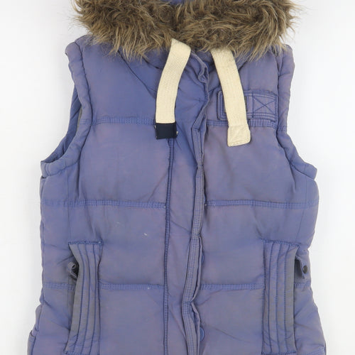 Superdry Women's Blue Hooded Gilet - Size S, Casual Warm Wear