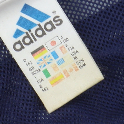 Adidas Boys Blue Windbreaker Jacket M Hooded Lightweight
