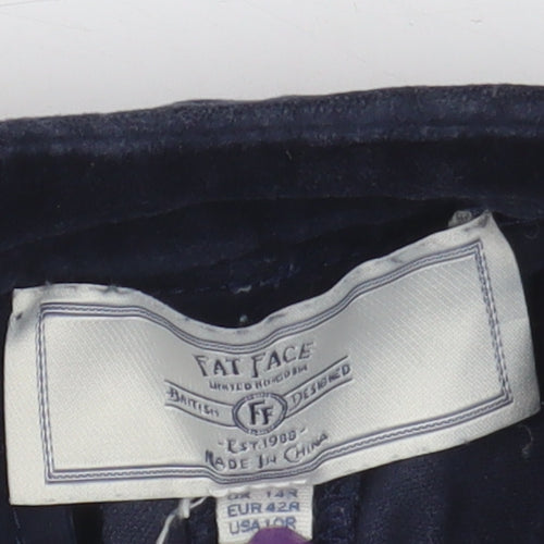 Fat Face Women's Blue Velvet Trousers Size 14