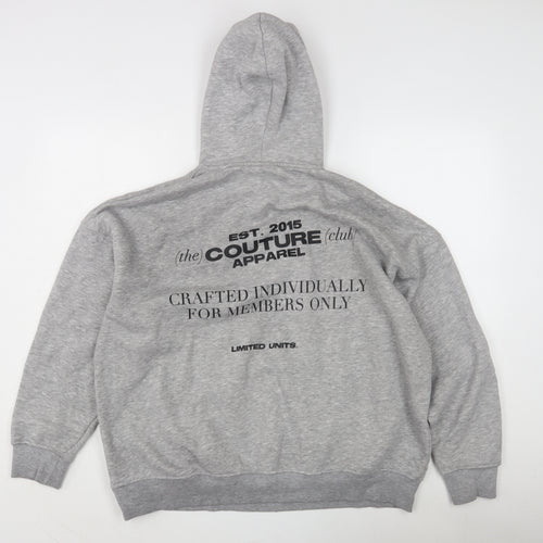 Couture Men's Grey Pullover Hoodie with Logo, Size S