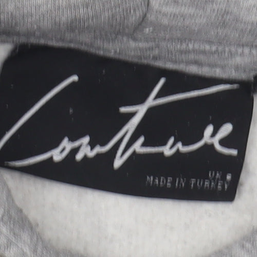 Couture Men's Grey Pullover Hoodie with Logo, Size S