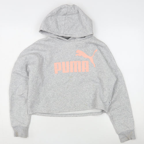 Puma Teens Grey Hoodie - Logo Accents