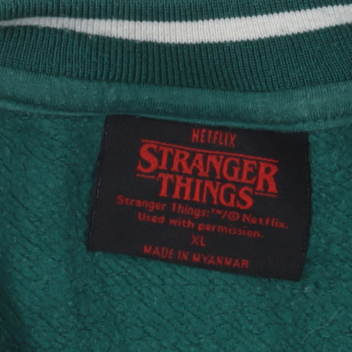 Stranger Things Men's Green XL Logo Sweatshirt