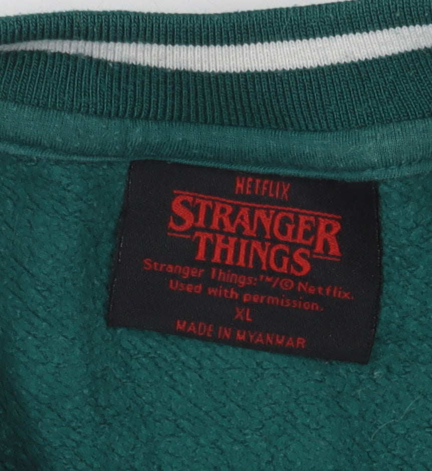 Stranger Things Men's Green XL Logo Sweatshirt