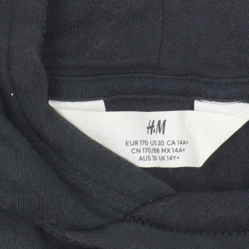 H&M Teens Black Beige Pullover Hoodie, Size 14 Plus