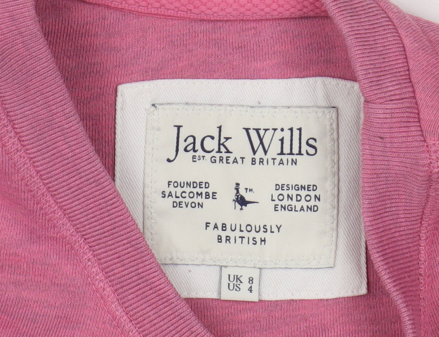 Jack Wills Women's Pink Logo Sweatshirt Size 8