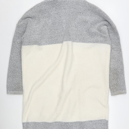 Capsule Women's Grey Ivory Hooded Open front Cardigan Size 16/18