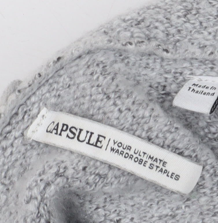 Capsule Women's Grey Ivory Hooded Open front Cardigan Size 16/18