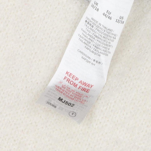 Capsule Women's Grey Ivory Hooded Open front Cardigan Size 16/18