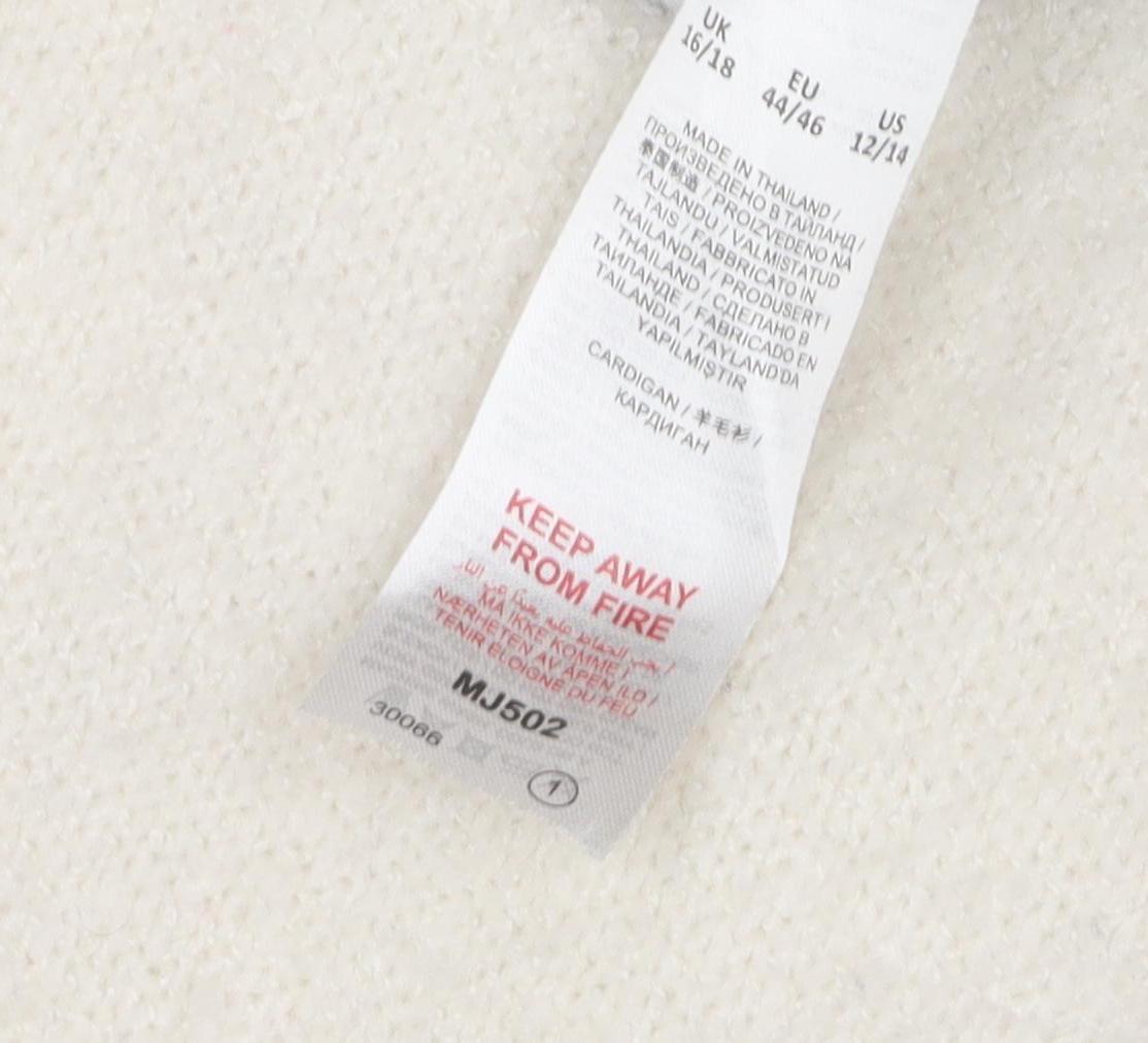 Capsule Women's Grey Ivory Hooded Open front Cardigan Size 16/18