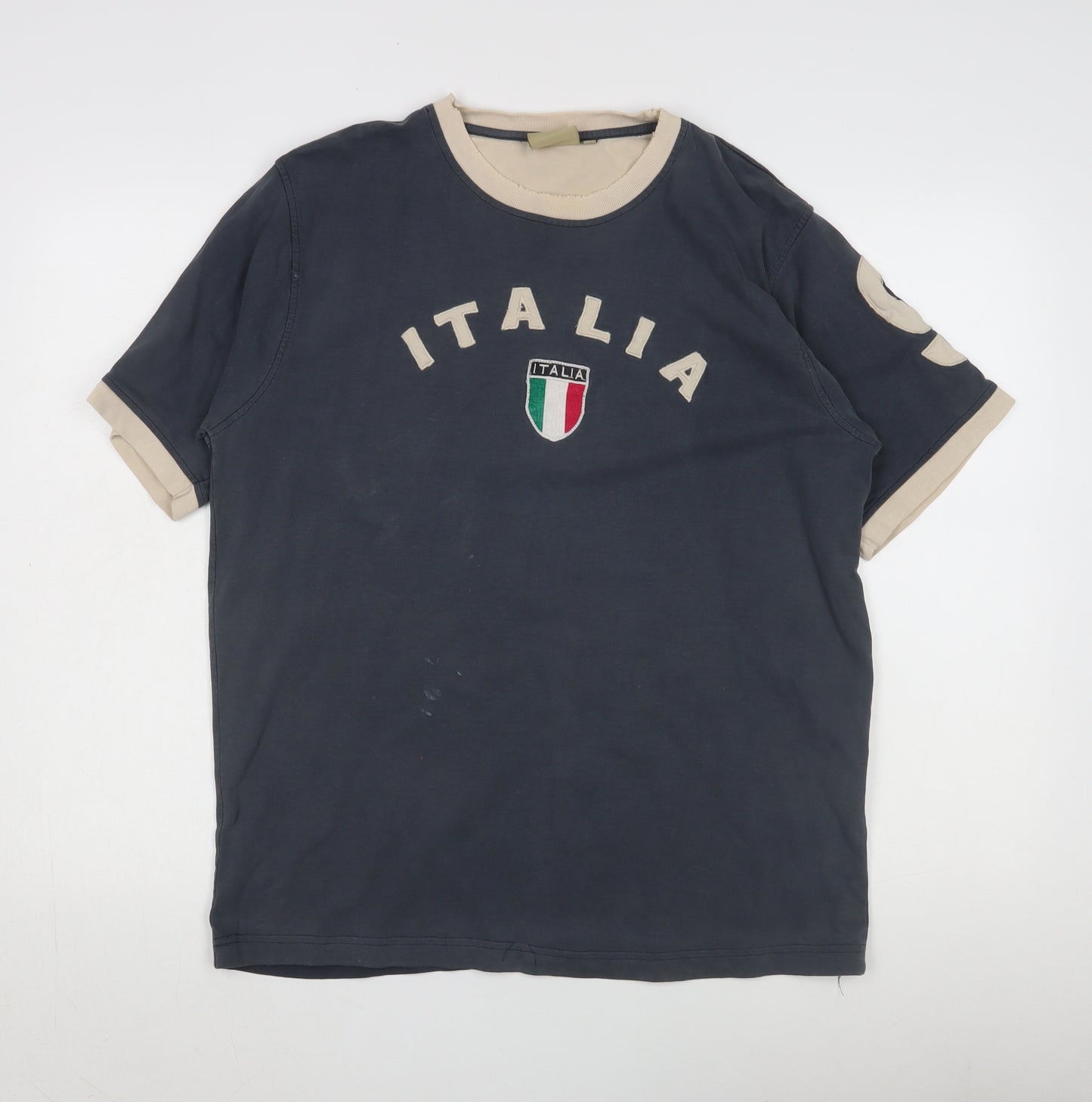 Republic Men's Blue Italia T-Shirt - Size L, Crew Neck