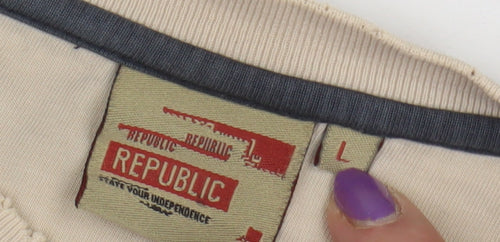 Republic Men's Blue Italia T-Shirt - Size L, Crew Neck