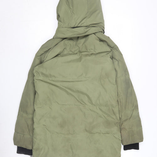 Warehouse Women's Green Puffer Jacket Size 8 - Winter Essential
