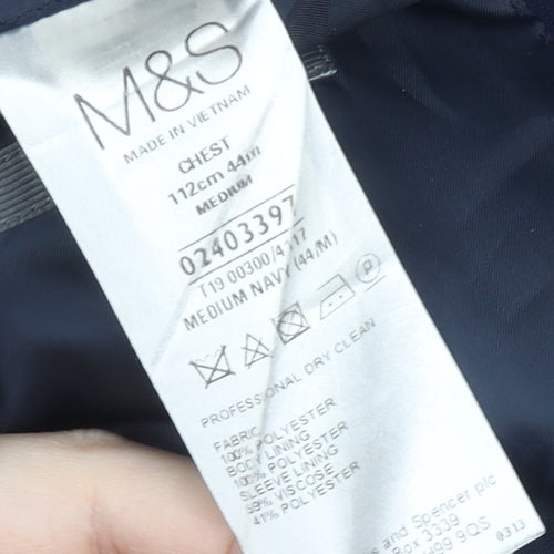Marks and Spencer Men's Blue Blazer 44R, Two-Button