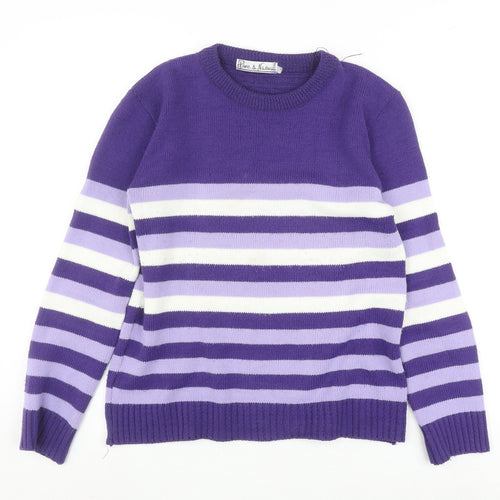Pure & Natural Women's Purple Striped Pullover Jumper M