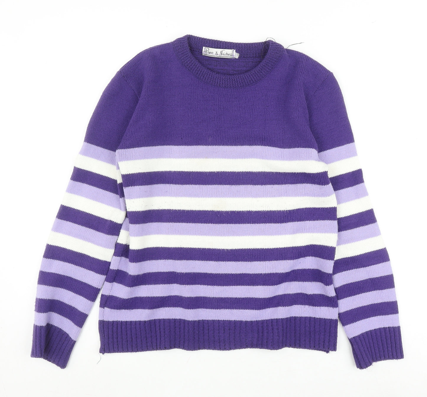 Pure & Natural Women's Purple Striped Pullover Jumper M