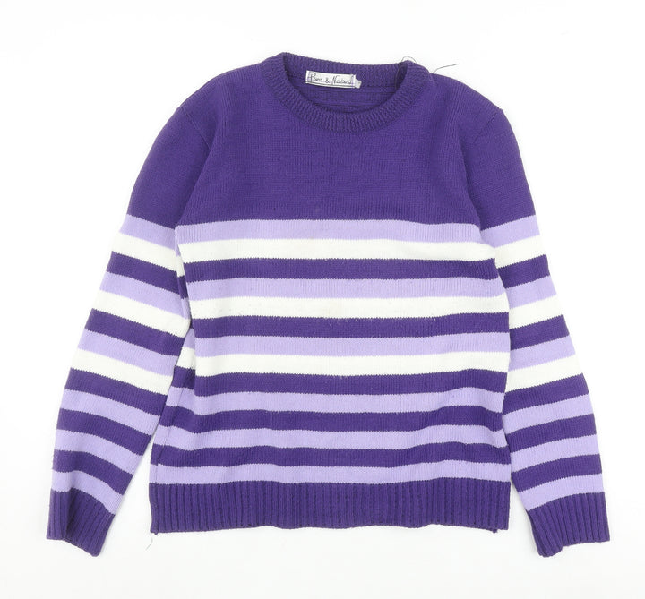 Pure & Natural Women's Purple Striped Pullover Jumper M