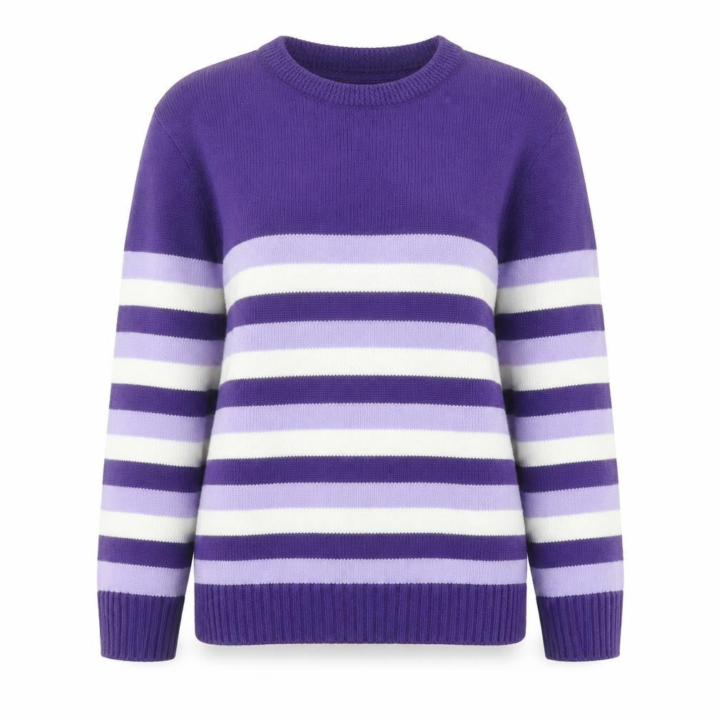 Front view of Pure & Natural Women's Purple Striped jumper M