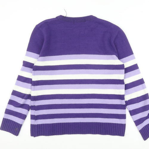 Pure & Natural Women's Purple Striped Pullover Jumper M