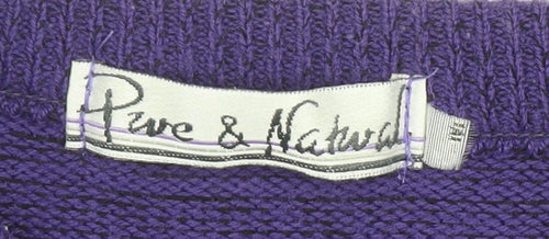 Pure & Natural Women's Purple Striped Pullover Jumper M